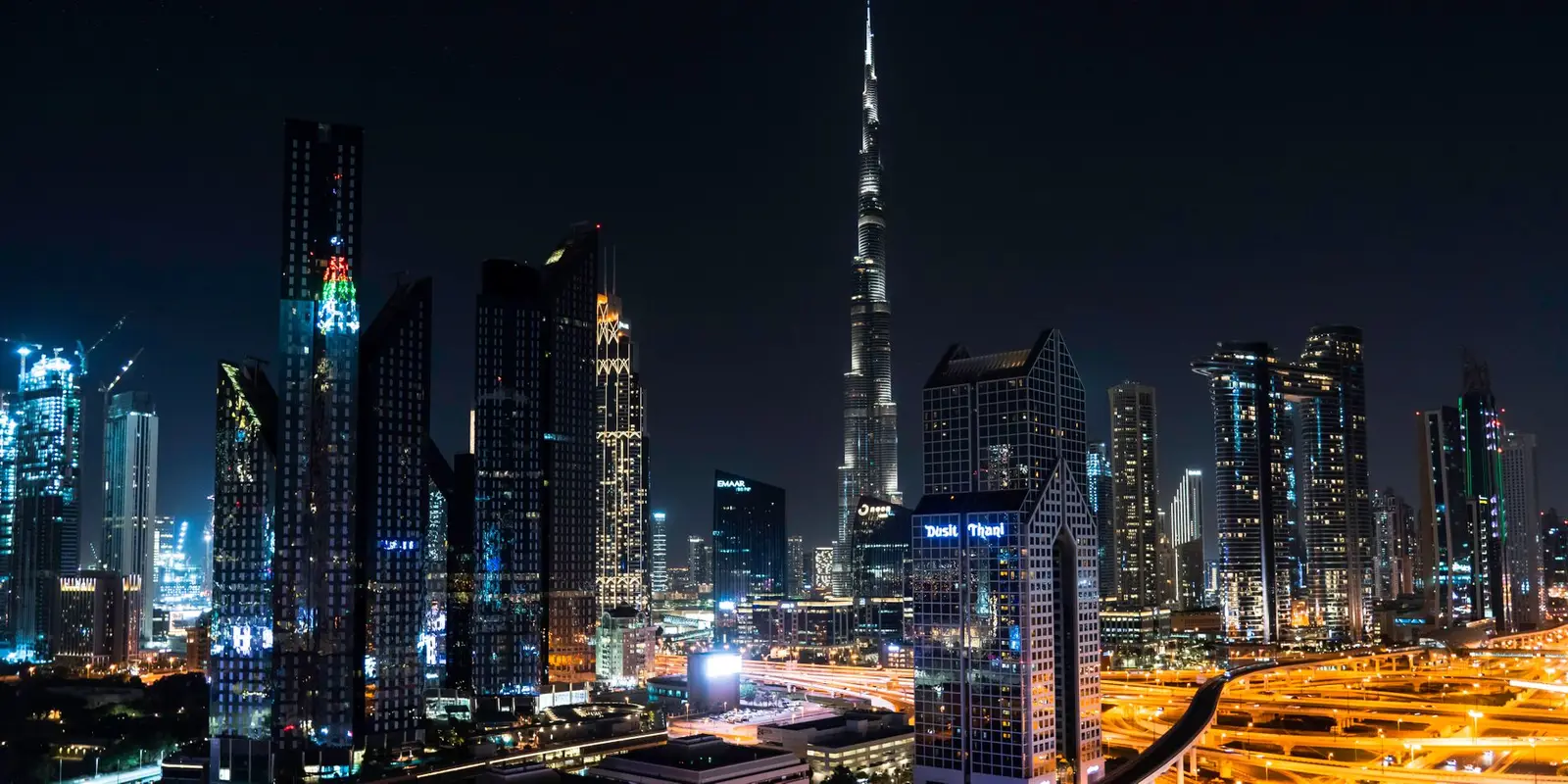 Dubai skyline at night